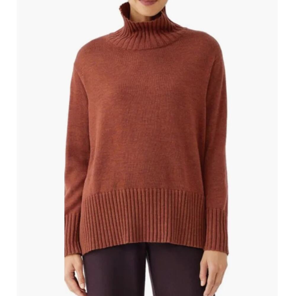 Eileen Fisher‎ Merino Jersey Turtleneck Sweater Regenerative wool in Spice